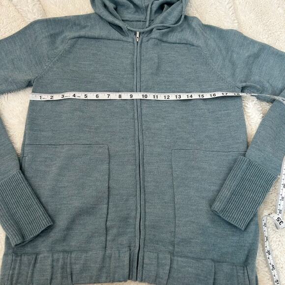 Lululemon Women's Wool Blend Hoodie Zip Light Blue Sweater Size 10 - Picture 5 of 7